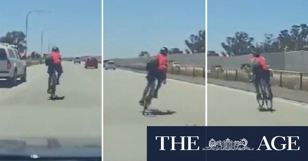 Dashcam captures cyclist riding dangerously on Adelaide motorway