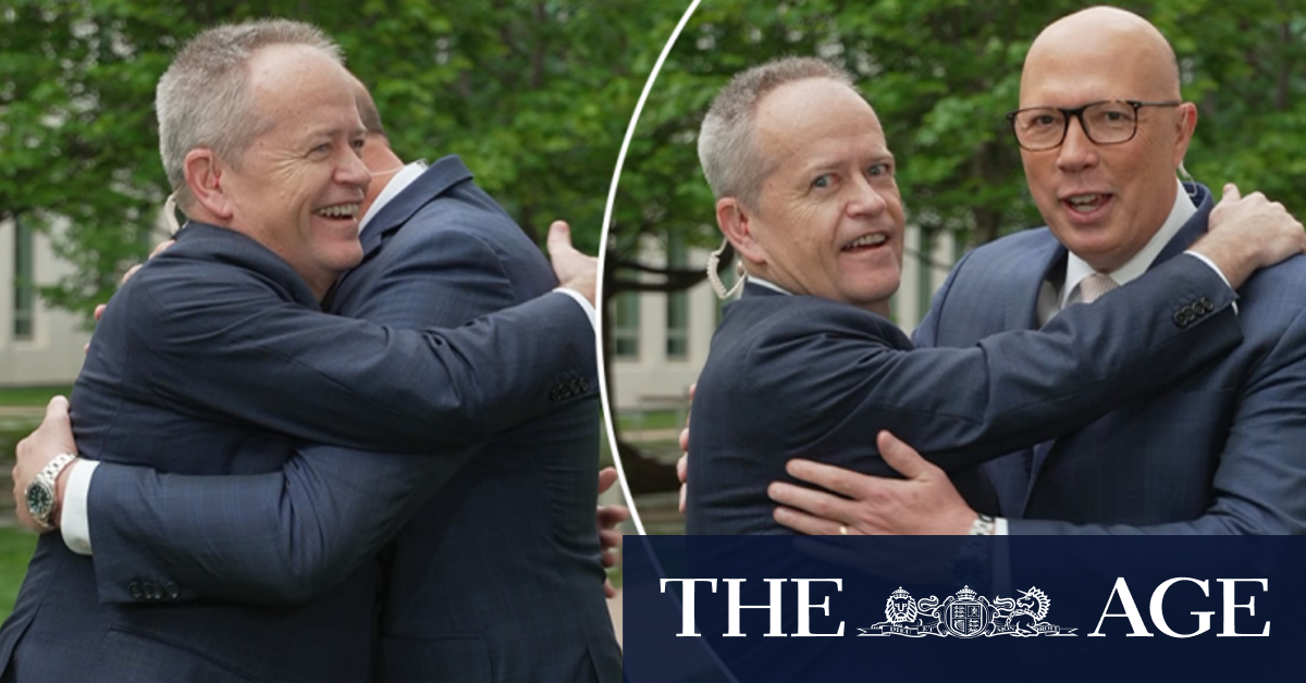 Dutton and Shorten hug on Today