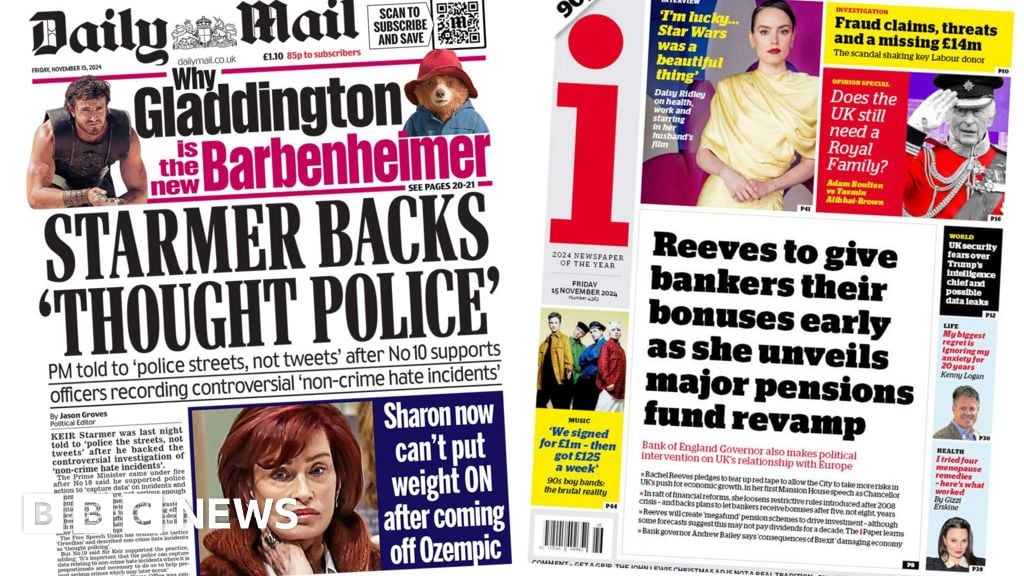 Newspaper headlines: City to get 'bonuses early' and PM 'backs thought police'