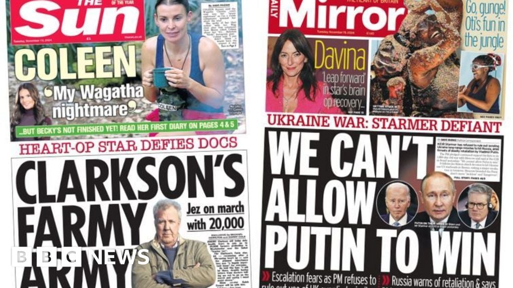 Newspaper headlines: PM 'defiant' on Ukraine and 'Clarkson's farmy army'