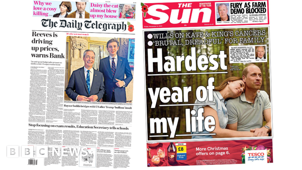 Newspaper headlines: 'Reeves is driving up prices' and William's 'hardest year'