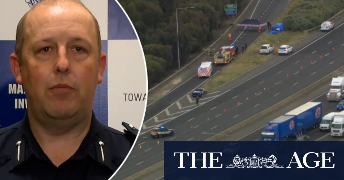 Search for truck driver after woman killed by flying metal tool on Melbourne freeway