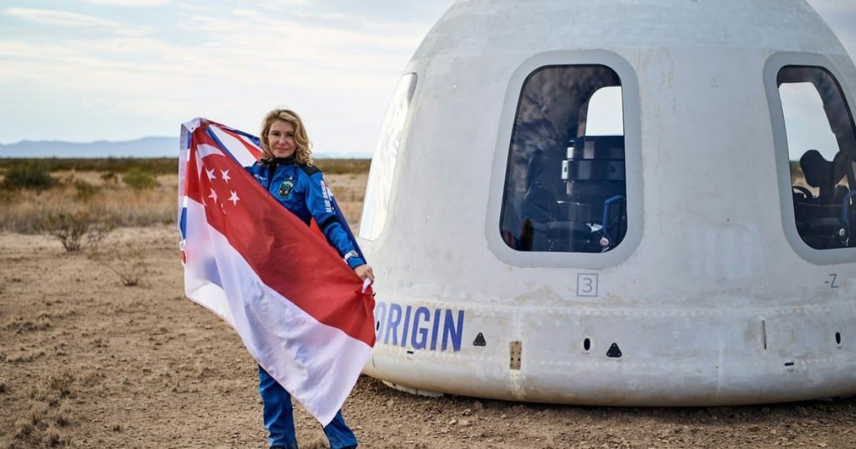 She's not a Singapore citizen yet, but she proudly took national flag to outer space