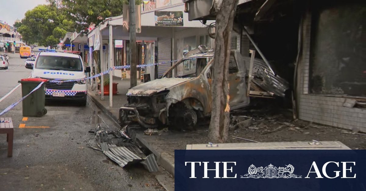 Shop catches fire after ram raid