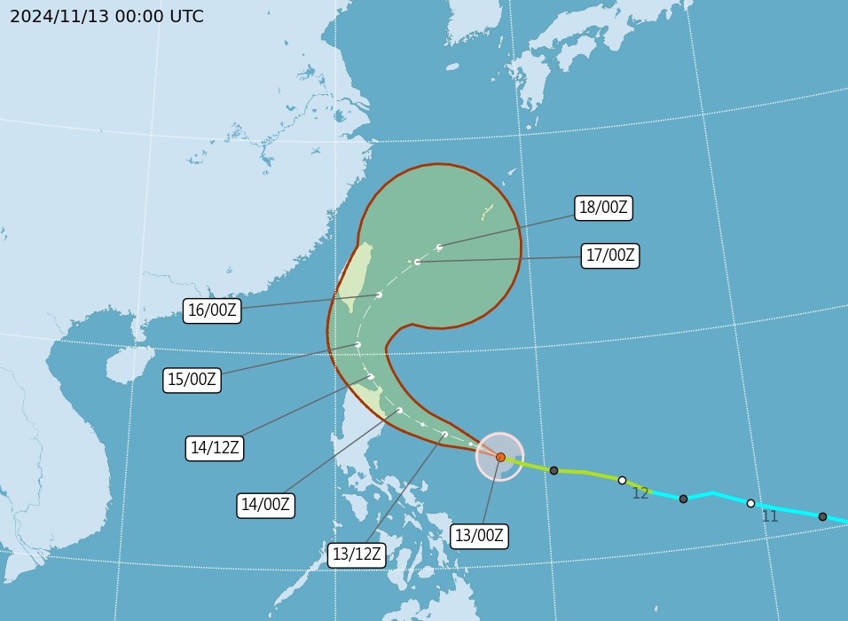 Tropical Storm Usagi to pass closest to Taiwan over weekend