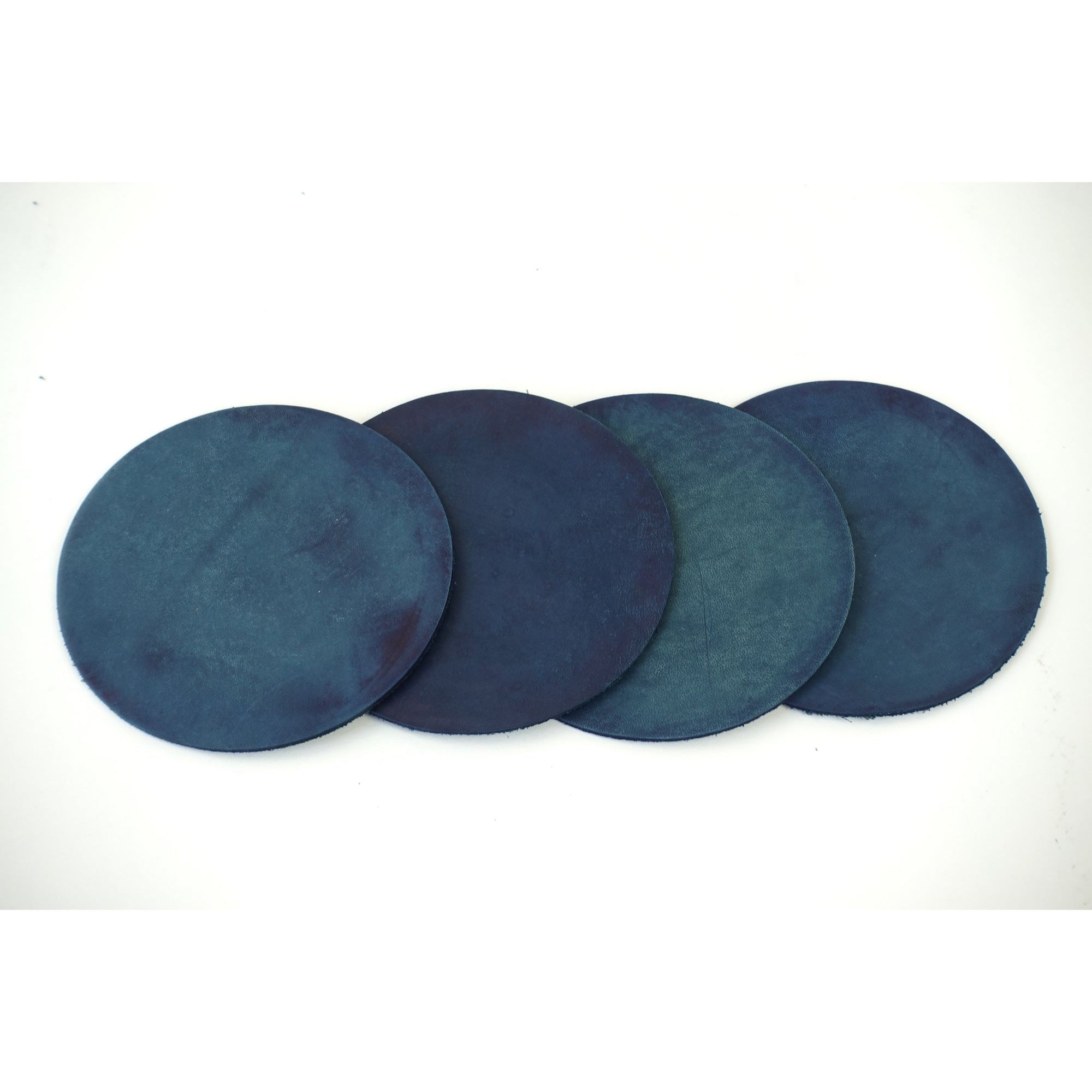 Indigo Leather Coasters (Set of Four)