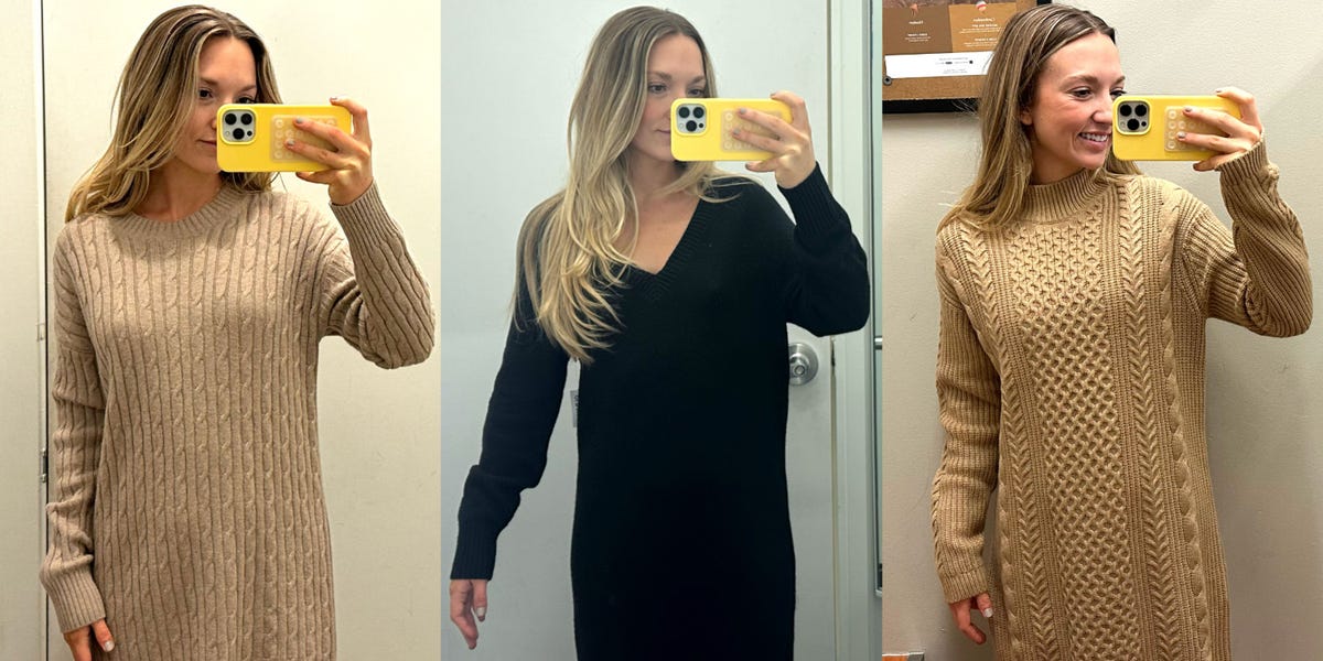 I tried on sweater dresses at Gap, Old Navy, and Banana Republic. Honestly, I didn't think any of them were worth my money.