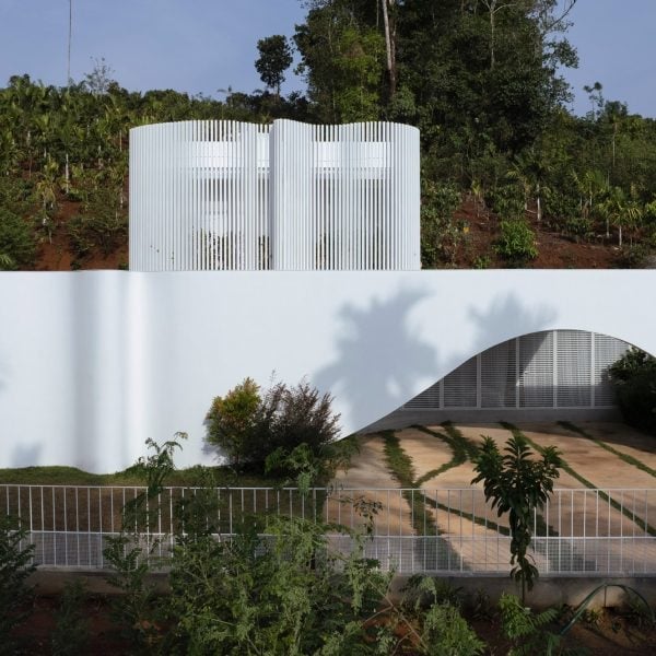 White fabric-like walls wrap Nyori house in Kerala by 3dor Concepts