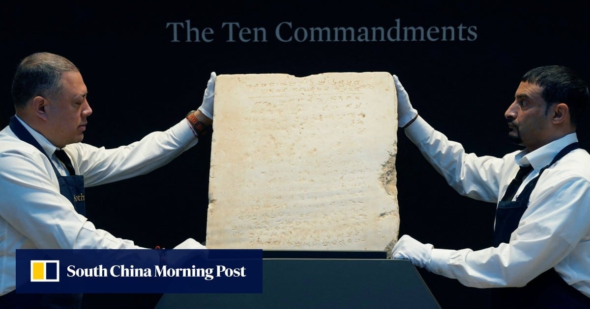 Ancient stone tablet engraved with Ten Commandments sells for US$5 million