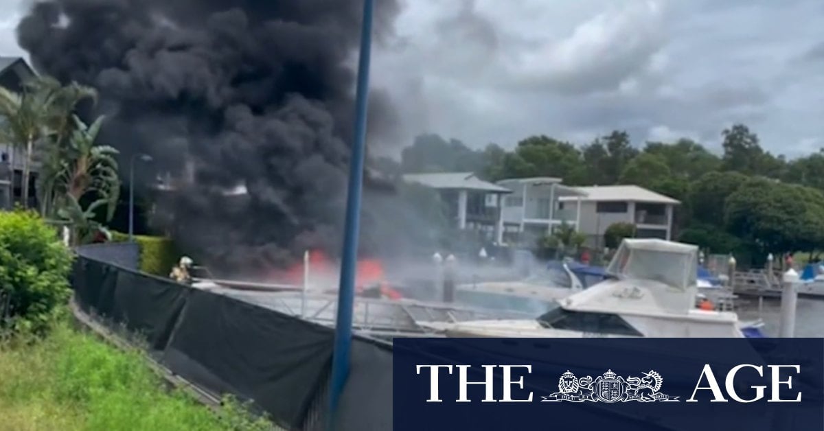 Boat goes up in flames on Queensland river