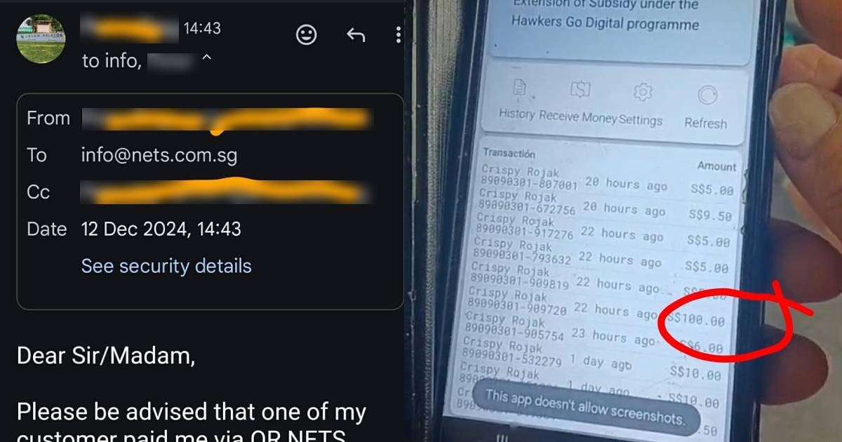 'Don't give me Christmas ang bao ah': Hawker returns balance after customer pays $100 for rojak