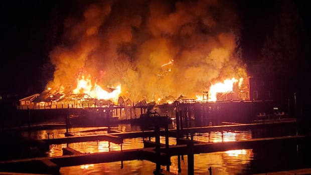 Fire destroys parts of historic boardwalk in Vancouver Island's Telegraph Cove, fire department says