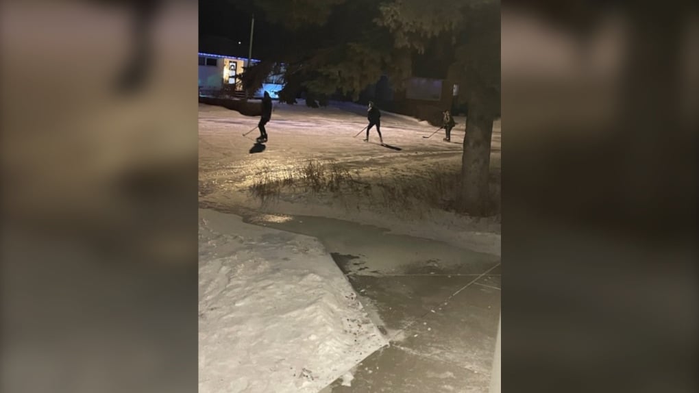 Freezing rain turns streets into skating rinks, literally in this Sask. community