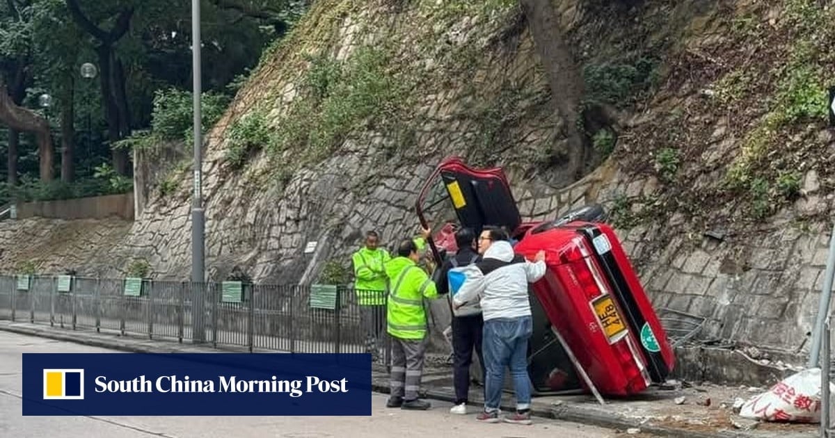 Hong Kong taxi driver, 72, injured after veering into pavement