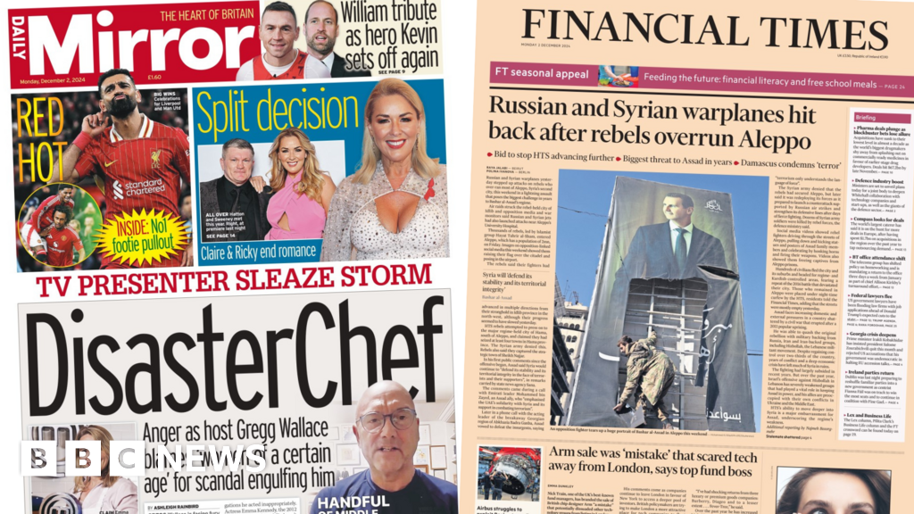 Newspaper headlines: 'DisasterChef' and 'Syrian warplanes hit back'