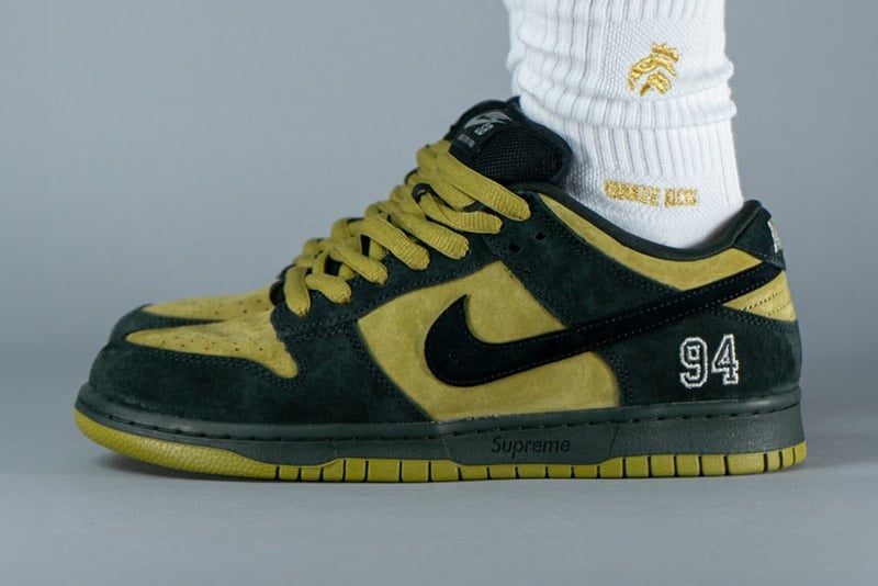 On-Foot Look at the Supreme x Nike SB Dunk Low "Camper Green"