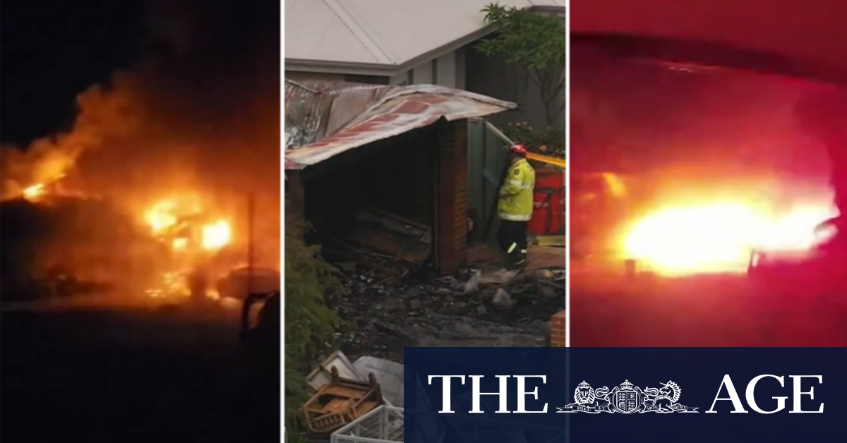 Roof caves in after fire tears through home