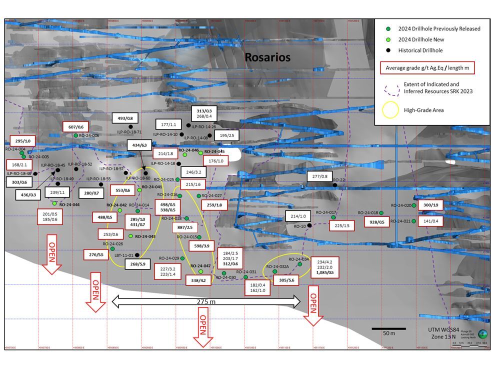 Silver Storm Identifies 3 High Grade Zones in Central Rosarios Spanning 275 m and Extends Mineralization up to 148 m Below Last Mined Area