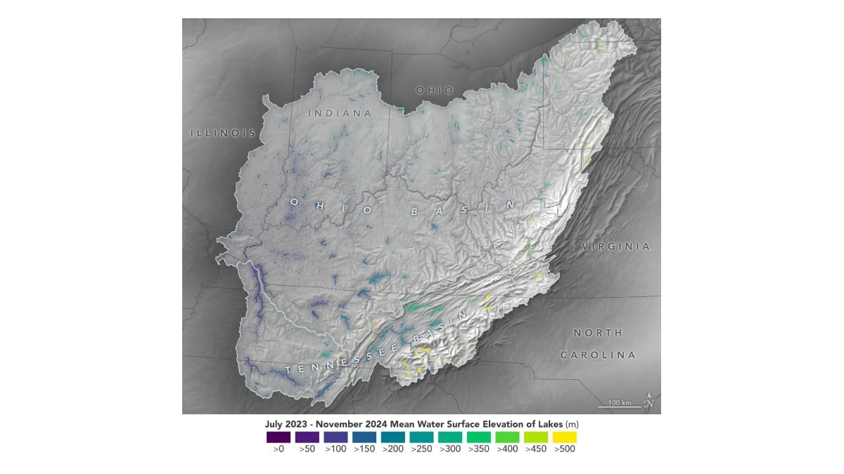 SWOT Satellite Reveals Key Insights on Ohio River Basin Lakes and Reservoirs