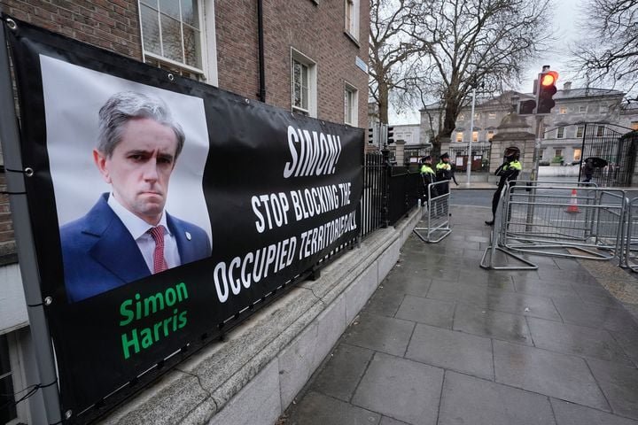 Taoiseach Simon Harris promises to enact Occupied Territories Bill banning certain Israeli imports next year