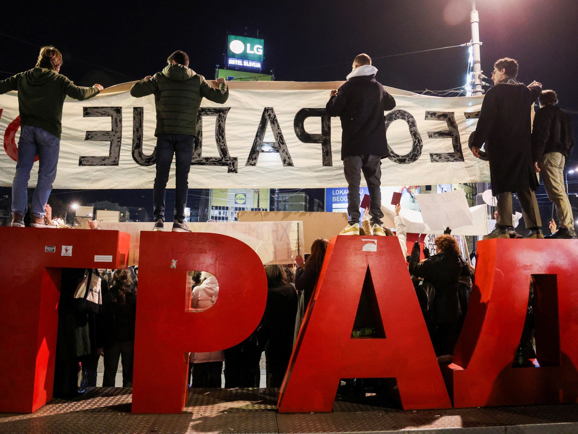 Thousands protest in Serbia as anger mounts over train station accident