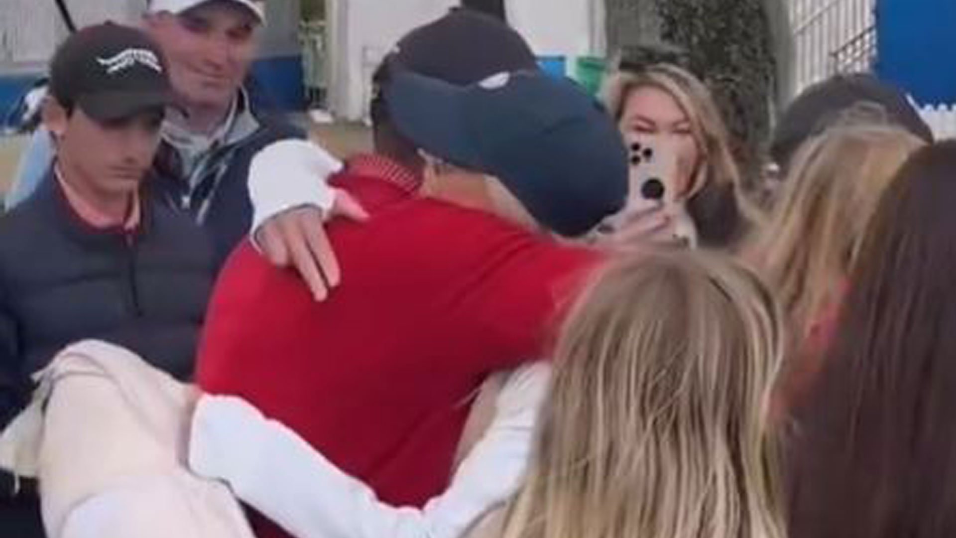 Tiger Woods hugs ex-wife Elin Nordegren moments after golf legend and son Charlie compete together at event