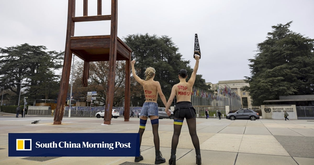 Topless women protesting Ukraine war detained for vandalism near UN building