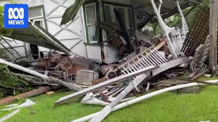 Tradies rush to save 85-year-old woman after her house collapses in Ashgrove