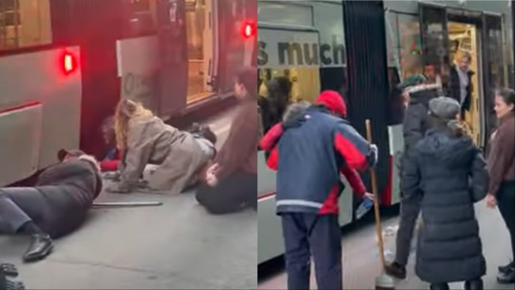 Transit riders work together to rescue scared cat from underneath TTC streetcar