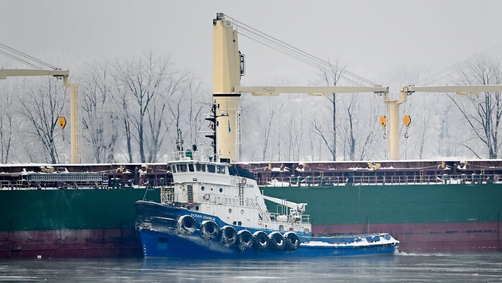 Tugboats, crews try to refloat ship stuck in St. Lawrence River near Montreal