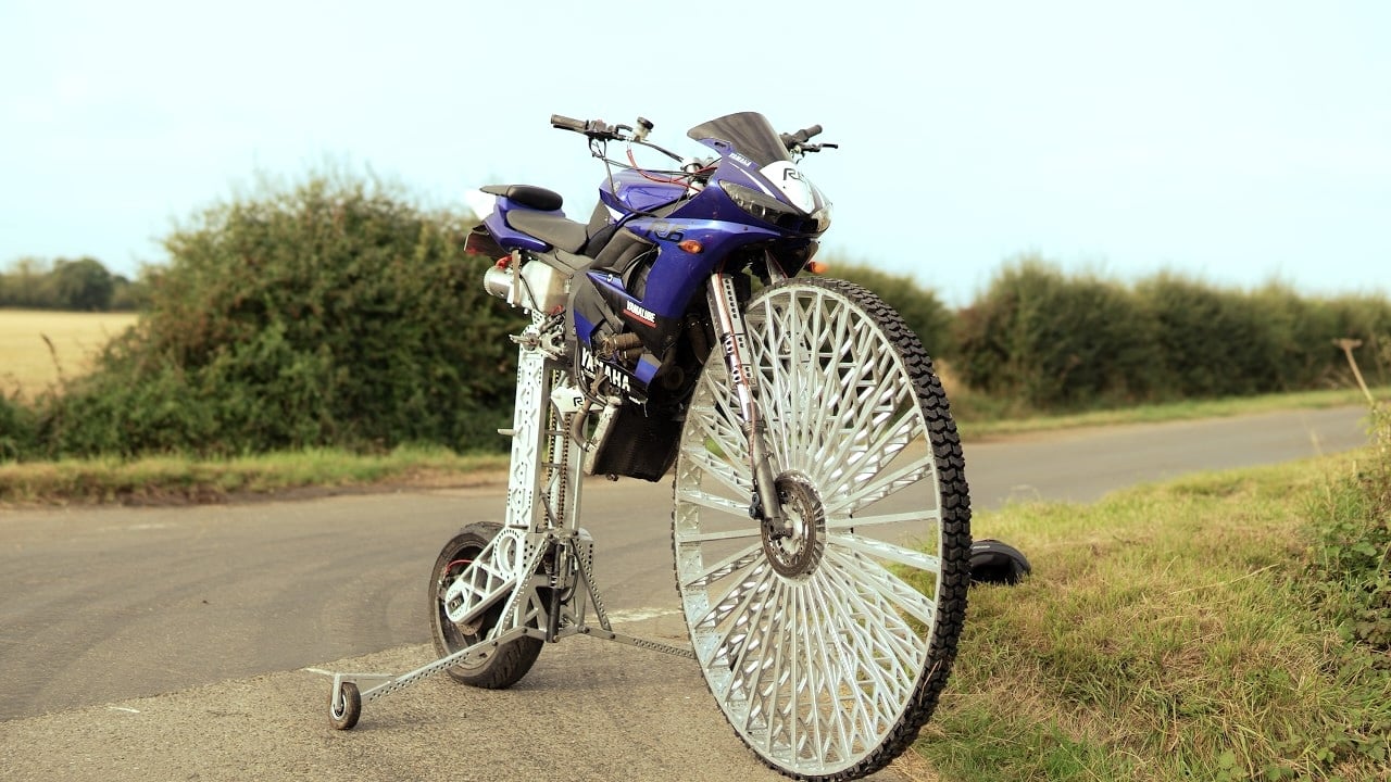 Engineer Builds a Wildly Impractical But Very Cool Penny Farthing Motorbike