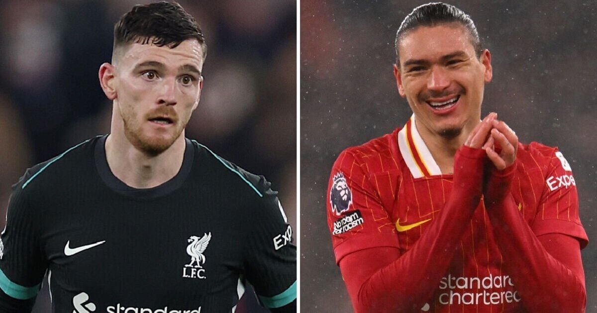 Darwin Nunez and Andy Robertson are leaving Liverpool star red-faced