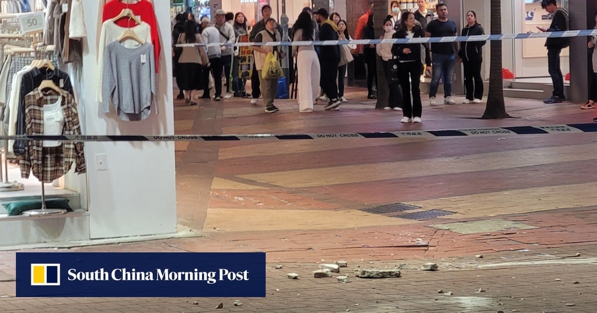 Elderly man hit by chunks of falling concrete from Hong Kong building