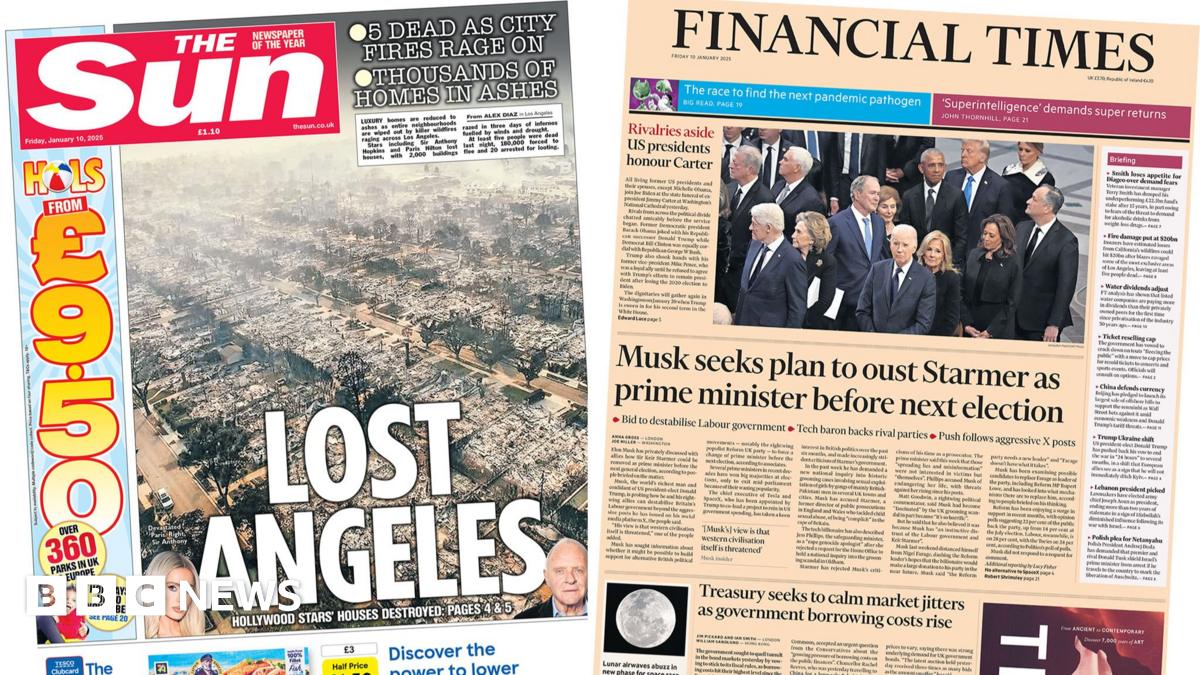 Newspaper headlines: 'Lost Angeles' and 'Musk seeks to oust PM'