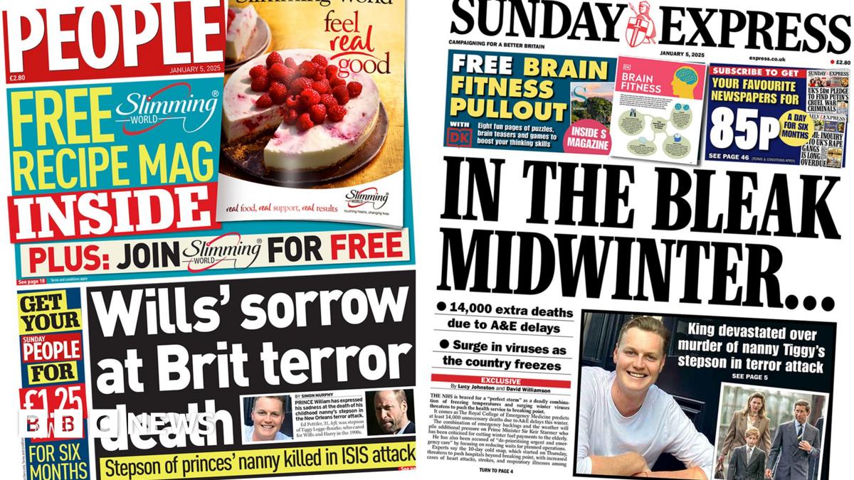 Newspaper headlines: Prince William's 'sorrow' and 'bleak midwinter'