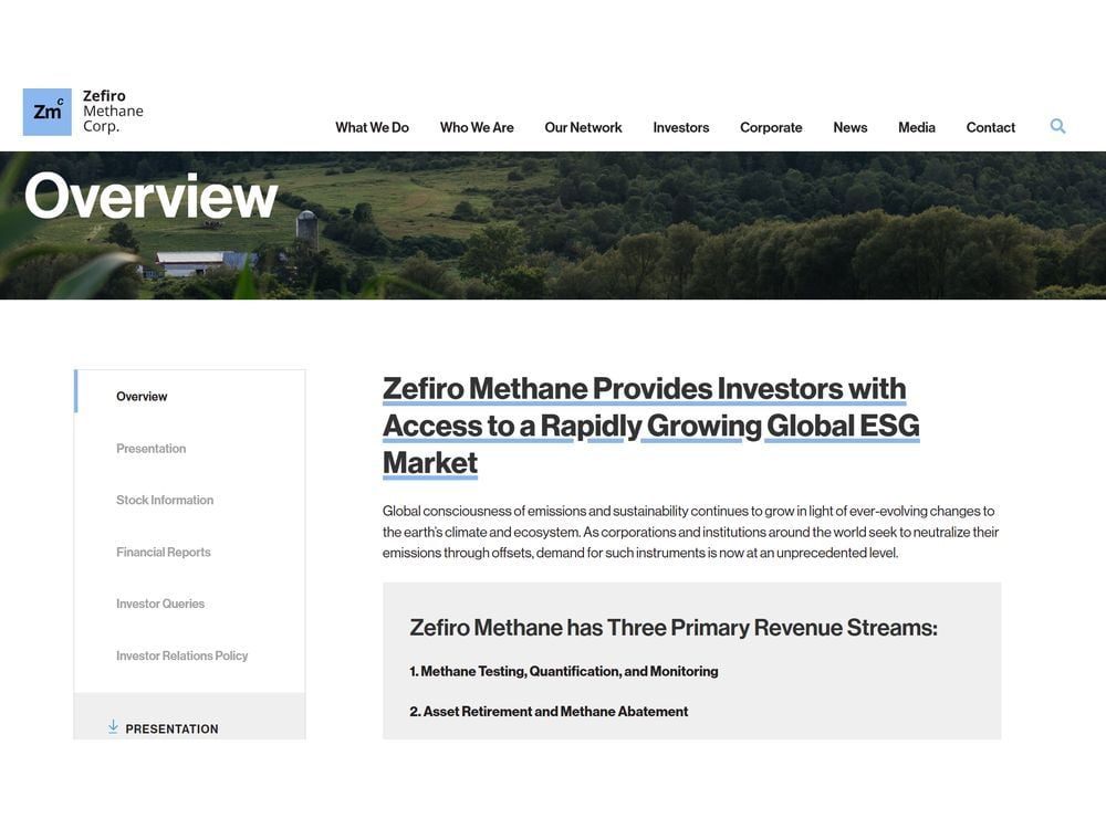 Zefiro Methane Corp. Releases Updated Corporate Presentation Reflecting 2024 Growth